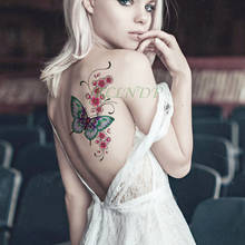 Водонепроницаемые временные тату наклейки бабочки розы большие тату наклейки флэш-тату поддельные татуировки для девушек женщин femme 2024 - купить недорого