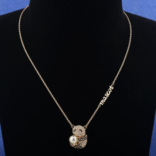 DJMACC качество AAA модные ювелирные изделия розовое золото цвет подвеска панды полный кристалл жемчуг ожерелья для женщин (DJ0259) 2024 - купить недорого