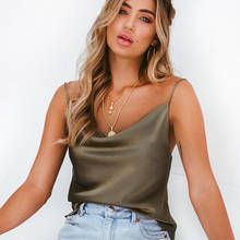 White Basic Women Silk-Like Satin Tops Vest Summer Sexy Camis Tank For Ladies Strappy Camisole Top Shirts Grunge Femme Clothes 2024 - buy cheap