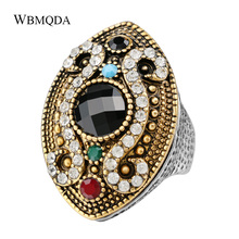 2018 Fashion Colour Makeup Vintage Ring For Women Silver Plated Mosaic Crystal Horse Eye Turkish Jewelry 2024 - buy cheap