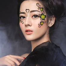 Забавная наклейка на лицо для Хэллоуина, 2 шт./лот, цветок, любовь, лист, макияж, наклейки для глаз, временные татуировки для выступлений, наклейки для вечерние 2024 - купить недорого