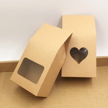 Standing Up Cardboard Paper Box With PVC Small Heart Shape Window Engagement Favor Brown Blank Paper Cases Bags Boxes 50Pcs/Lot 2024 - buy cheap