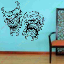 New Happy Halloween Funny Skull Mask Smile Now Cry Later Living Room Vinyl Carving Wall Decal Sticker for Holiday party 2024 - buy cheap