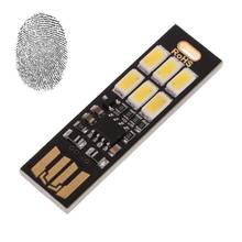 Pocket Fingerprint Touch Control Card Lamp Bulb 6 Led Mini Keychain Night Light Portable USB Novelty Camping Desktop Lighting 2024 - buy cheap