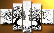 Tree Oil Painting 5pcs On Canvas High Quality White Black Head Portrait Modern Wall Picture For Living Room Abstract Home Decor 2024 - buy cheap