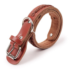 High-end Cow Leather Dog Collar Soft Touch Genuine Leather Braided Pet Dog Collars for Small Medium and Large Dogs Free Shipping 2024 - buy cheap