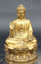 Free Shipping  003004 8" Tibet Buddhism Bronze Seat Lotus Shakyamuni Amitabha Sakyamuni Buddha Statue 2024 - buy cheap