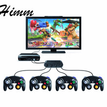 Mais recente substituição gamecube controlador adaptador conversor 4 portas controles de jogo hub para wiiu vídeo 2024 - compre barato