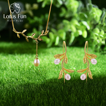 Lotus Fun Real 925 Sterling Silver Natural Pearl Fine Jewelry Waterdrop from Olive Leaves Jewelry Set with Drop Earring Necklace 2024 - buy cheap