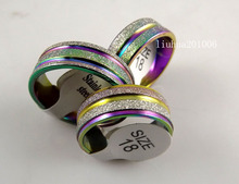 Wholesale Fashion Jewelry 60 pcs Rainbow Color Mix Stainless steel Rings for men 2024 - buy cheap