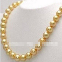 LL<<< 1738 17" natural AAA10mm golden south sea pearl necklace 2024 - buy cheap