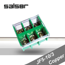 JF5-10-3 bloques de terminales de cobre 60A/3P 4-10mm2, cable Universal montado en Riel DIN, conexión de doble fila, 2 uds. 2024 - compra barato