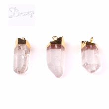 Gold-color Druzy Gem Stone Clear White Crystal Point Pendant Necklace,Drusy Crystal Quartz pendant necklace 2024 - buy cheap