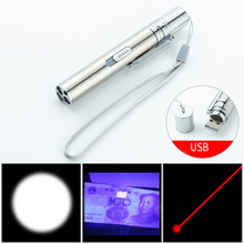 3 in 1 flashlight Mini red laser pointer USB rechargeable rechargeable UV flashlight Lazer pen Powerpoint multi-function lasers 2024 - buy cheap