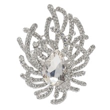 Coral Brooch Teardrop Pin Crystals Broach Rhinestone Wedding Bouquet Jewelry 8806619 2024 - buy cheap