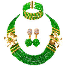 Colar africano, joias da moda, com contas verdes africanas, conjunto de joias para festa de casamento 5ldh05 2024 - compre barato