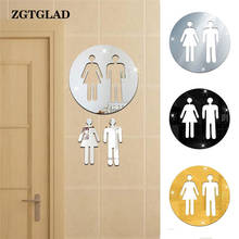 ZGTGLAD 1 набор, 3D зеркало, туалет, съемная Наклейка на стену, WC, для мужчин и женщин, художественная Наклейка на стену, украшение для дома, hoтal Store 2024 - купить недорого