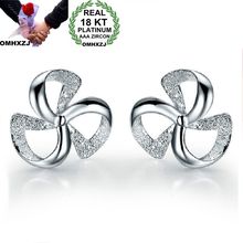 OMHXZJ Wholesale European Fashion Woman Girl Party Wedding Gift Flower Whit 18KT White Gold Stud Earrings EA257 2024 - buy cheap