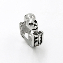 Anillo Retro de acero inoxidable para hombre y niño, sortija de calavera de tono plateado 316L, joyería al por mayor, anillos alienígenas de alta calidad 2024 - compra barato