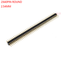 2 pçs linha dupla 2x40 pinos redonda macho 2.54mm pino de passo conector de cabeçote 2x40 40 p 40 pinos para placa pcb 2024 - compre barato