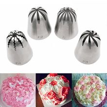 4 Styles Russian Icing Piping Tips Nozzles Coupler Cupcake Cake Decorating DIY Dessert Baking Stainless Steel Pastry Tips Set 2024 - купить недорого