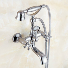Chrome Finish Silver Shower Set Copper European Antique Faucet Nozzle Phone Handle Wall Mount Shower Set 2024 - buy cheap