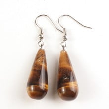 FYJS Unique Jewelry Silver Plated Long Water Drop Earrings with Natural Tiger Eye Stone 2024 - buy cheap