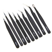 9PCS Stainless Steel Anti Static Tweezers Set Repair Tool Kit High Precision Tweezers for Jewelry Leather Work Hand Tools 2024 - buy cheap