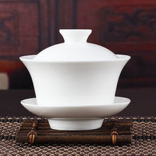 Conjunto de chá chinês para kung fu, cerâmica branca, tecido extensor sintético, copo de chá pu erh, agulha de prata para chá branco 2024 - compre barato