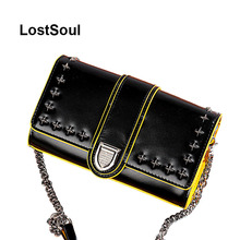 LostSoul women bags messenger bags shell Cross Body Bag Leather Female rivet panelled oil wax chain shoulder Bag Bolsas Feminina 2024 - buy cheap