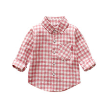 2019 одежда для маленьких мальчиков, Детская рубашка с длинным рукавом для мальчиков, детские клетчатые топы, блузка, модная детская блузка 2024 - купить недорого