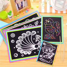 Colorful Magic Scratch Drawing Art Painting Paper Kids Educational Stick Toys 12.7cm x 17.2cm 2024 - buy cheap