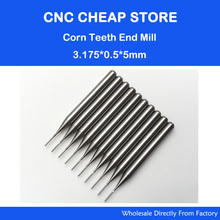 Free shipping 10pcs 3.175*0.5*5mm shank Carbide End Mill Engraving Bits CNC Rotary Burrs Set corn milling cutter PCB router bits 2024 - buy cheap