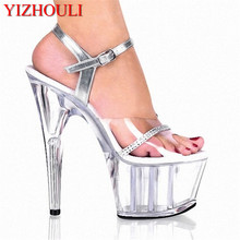 transparence15 cm super high heels stage fashion runways lap-dancing sandals of small yards 2024 - buy cheap