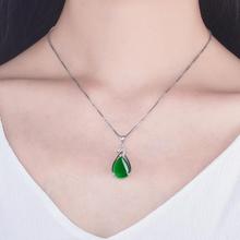 LUKENI Fashion Green Crystal Water-Drop Pendant Necklace For Women Accessories Trendy Silver 925 Girls Choker Necklace Female 2024 - buy cheap