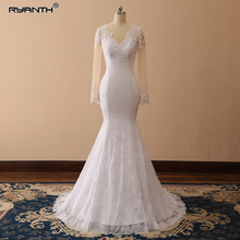 Ryanth Vestido De Noiva 2018 Mermaid Wedding Dresses Sheer Lace Long Sleeves Wedding Dress Robe De Mariage Bridal Gown Trouwjurk 2024 - buy cheap