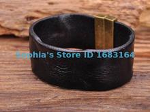 Pulseira de couro genuíno g169, bracelete masculino com cabo largo 2024 - compre barato