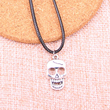 Colgante de calavera y esqueleto de Color plateado antiguo, 20 piezas, cadena de cuero, collar de cordón de cuero negro, 23x12mm 2024 - compra barato