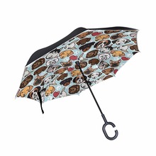 Paraguas inverso de doble capa para hombre y mujer, sombrilla de doble capa para la lluvia, con mango en C, a prueba de viento, compacto, Parapluie para perros 2024 - compra barato