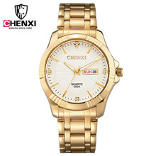 Chenxi 050a relógio de pulso luxo dourado, relógio unissex aço inoxidável exclusivo dourado à prova d'água para homens e mulheres 2024 - compre barato