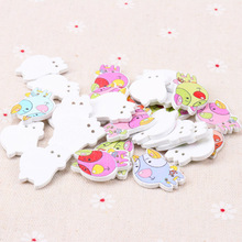 20pcs Dog Painted Wooden Decorative Buttons Botoes For Sewing Scrapbooking Crafts 20x25mm MZ303 2024 - buy cheap