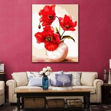 DIY картинки для раскраски по номерам с цветами Poppy Цветочная композиция для вазы картина Рисование по номерам в рамке дома 2024 - купить недорого
