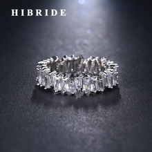 HIBRIDE-anillos de circonia cúbica transparente para mujer y hombre, anillo de dedo de Color dorado blanco, regalos de novia, R-160 2024 - compra barato