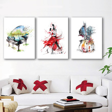 Abstract Canvas Art Painting Hd Print Watercolor Waltz Dance Poster Piano Cello Wall Art Picture for Living Room Home Decoration 2024 - buy cheap