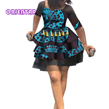 Vestidos africanos a la moda para mujer, vestido Sexy de encaje negro, con estampado africano Bazin Riche, vestido Midi corto para mujer, vestido de fiesta WY4384 2024 - compra barato