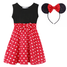 VOGUEON Little Girls Minnie Mickey Dots Casual Dress Children Summer Cotton Flared Sundress Kids Cartoon Fancy Dress Up Clothes 2024 - buy cheap