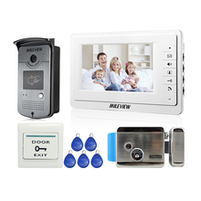 Nova marca Wired 7 "Monitor de Vídeo Porta Telefone Sistema de Intercomunicação 1 Branco + RFID Controle de Acesso Camera + Elétrica bloquear FRETE GRÁTIS 2024 - compre barato