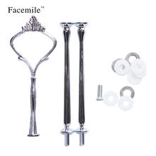 Facemile 1 Sets 3 Tier Cake Plate Stand Handle Crown Fitting Metal Wedding Party Silver/Golden (Plates Not Included) 2024 - buy cheap