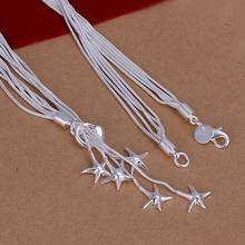 Hot Sale!!Free Shipping 925 Silver Necklace,Fashion Sterling Silver Jewelry Five Star Lines Necklace SMTN091 2024 - buy cheap