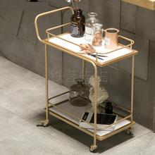 European Golden Hotel Drinking Trolley Restaurant Mobile Delivery Trolley Creative Edge Tea Trolley Households 2024 - buy cheap